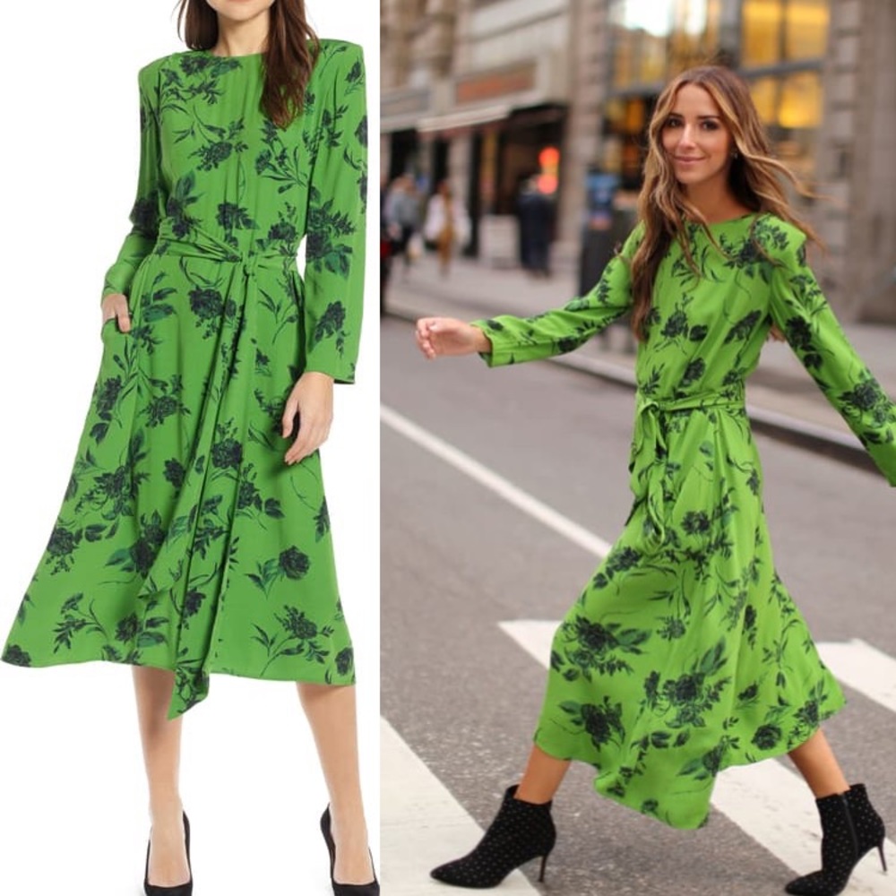 Something navy green midi dress